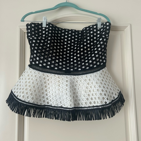 Alexis Black and White Peplum Blouse - Picture 3 of 8